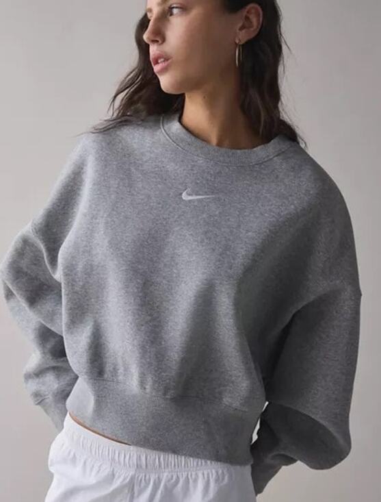 Nike Tops - Nike Sportswear Gray Cropped Slouchy Oversized Crewneck Sweatshirt